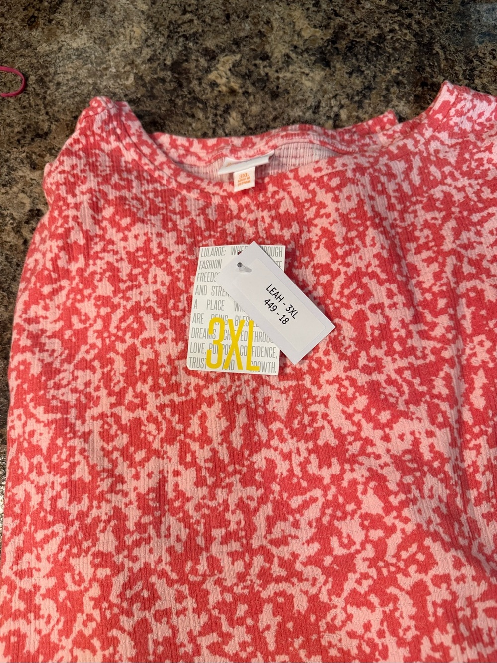 LuLaRoe Leah drop sleeve Tunic Top in coral and soft pinkish- peach